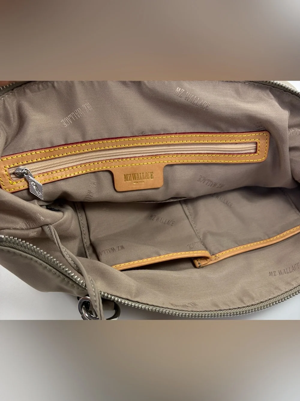 MZ Wallace Bedford Nylon Convertible Satchel | Taupe | 2 Straps | EUC